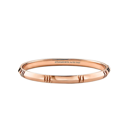 Tiffany & Co./蒂芙尼 Atlas X系列 18K金玫瑰金雕刻羅馬數字鉸鏈手鐲GRP11688