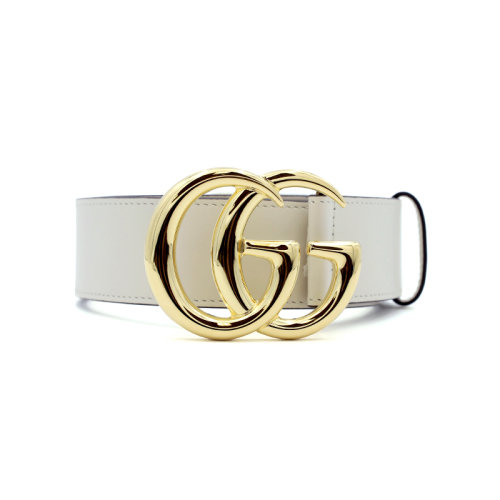 GUCCI/古馳   女士白色皮革時尚經典雙G互扣式腰帶皮帶  400593 0YA0O 9022  GMH0012CD