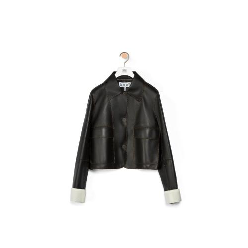  LOEWE羅意威    女士 夾克 納帕皮革紐扣夾克 S359330XBU-1100 預定商品1-3周發貨