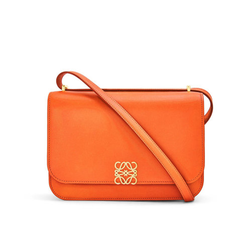 LOEWE/羅意威 22新款Goya系列 女士橙色真絲小牛皮金屬徽標磁扣單肩斜挎包A896N01X03-9100
