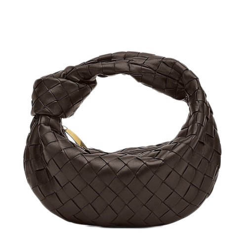 Bottega Veneta/葆蝶家 JODIE系列 女士巧克力棕色迷你牛皮小羊皮打結(jié)腋下包羊角包單肩包651876VCPP52127
