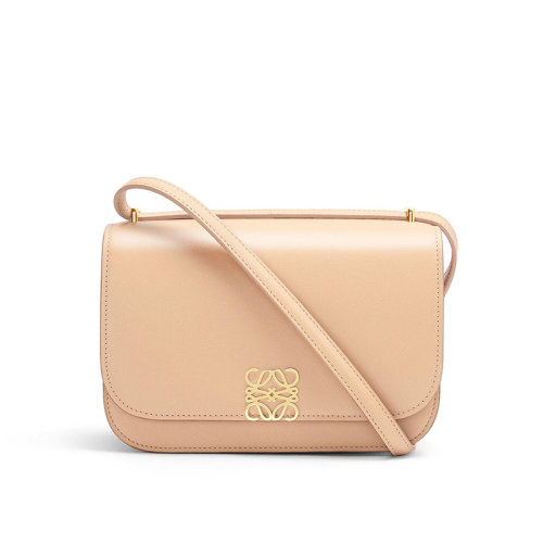 LOEWE/羅意威 22年新款Goya系列 女士小號裸色真絲小牛皮金屬徽標磁扣單肩斜挎包A896N09X01-7620
