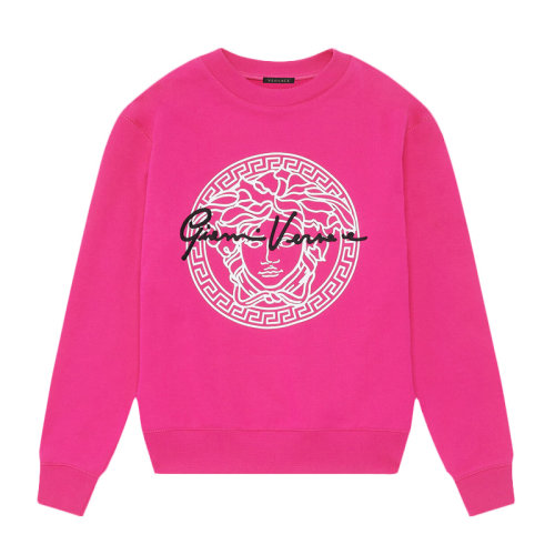 VERSACE/范思哲 女士純色棉質(zhì)經(jīng)典字母徽標(biāo)美杜莎頭像裝飾圓領(lǐng)長袖上衣衛(wèi)衣套頭衫運(yùn)動衫 A87516-A231242 多色可選