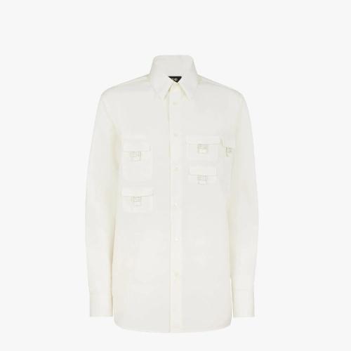  FENDI芬迪 22年秋冬 男士 長袖襯衫 白色棉質襯衫 FS1086AM8SF0AU5