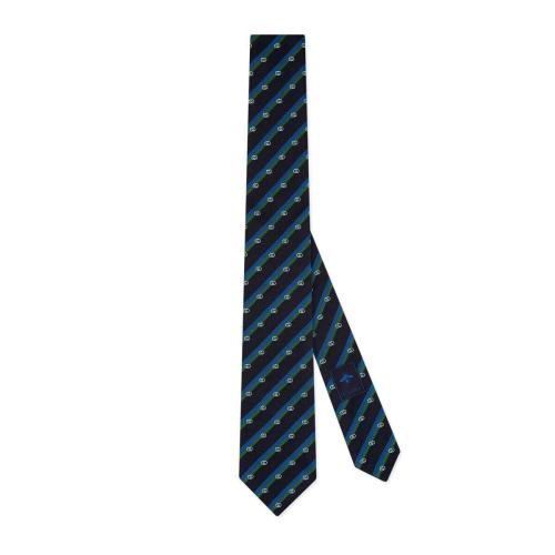  GUCCI古馳 22年秋冬 男士 互扣式雙G真絲提花領帶 721226 4E002 1169