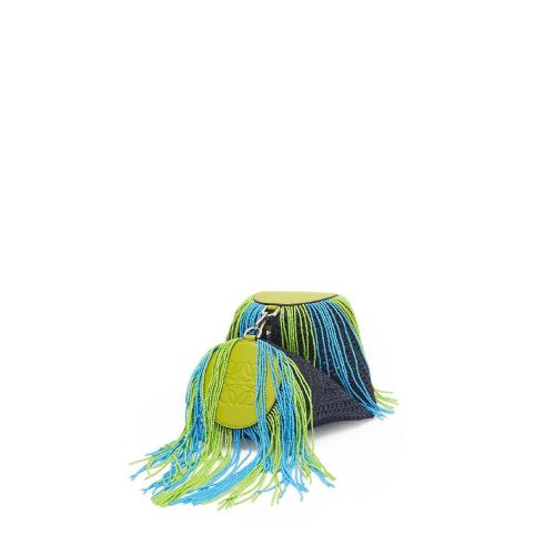  LOEWE羅意威 22年秋冬 女士 單肩包 Bracelet pouch in raffia and classic calfskin A912P84X