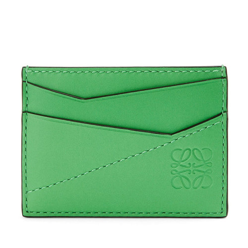 LOEWE/羅意威 Puzzle系列 男士蘋果綠縫線光滑小牛皮素色卡夾0010640019