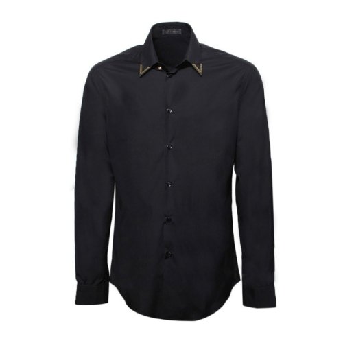 VERSACE/范思哲 男士黑色棉質長袖襯衫 A68970 A213132 A008
