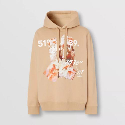  BURBERRY 22年秋冬 男士 人造水晶裝飾坐標印花棉質連帽衫 80614181