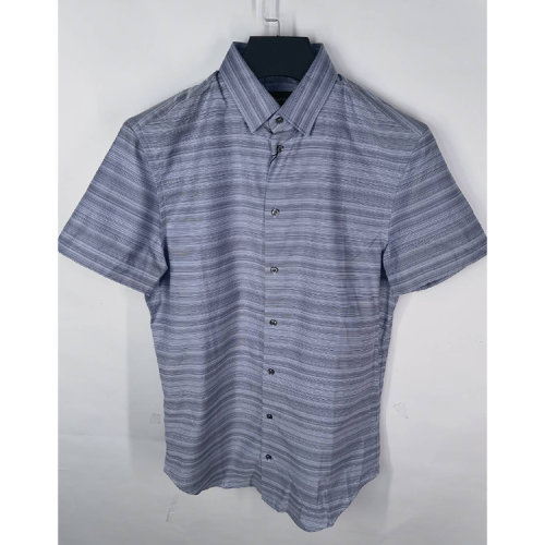 Emporio Armani/安普里奧阿瑪尼藍(lán)色條紋男士短袖襯衫  R1CAMTR159C019