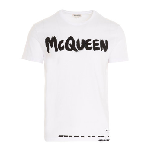 Alexander McQueen/亞歷山大麥昆 男裝 服裝 棉質logo字母印花男士短袖T恤