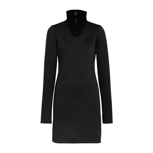 Burberry/博柏利 20春夏 女裝 服飾 黑色拉鏈裝飾高領長袖 女士連衣裙裙裝