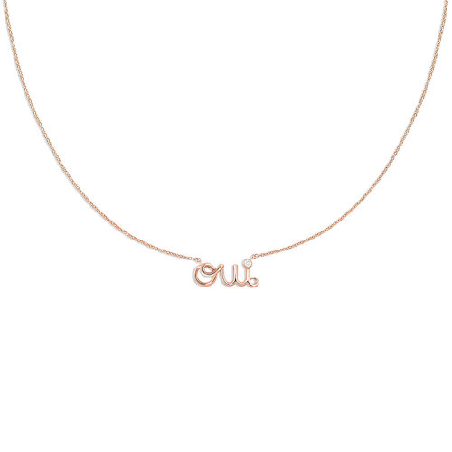DIOR/迪奧 Oui系列 18K金玫瑰金經典OUI字鑲鉆項鏈 JOUI95035_0000