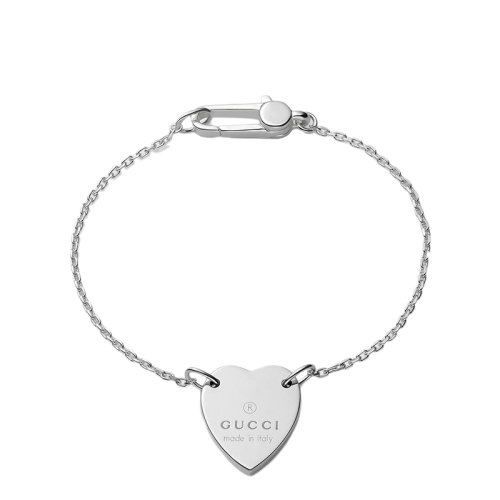 GUCCI/古馳  925銀心形gucci標(biāo)志手鏈223513J84008106
