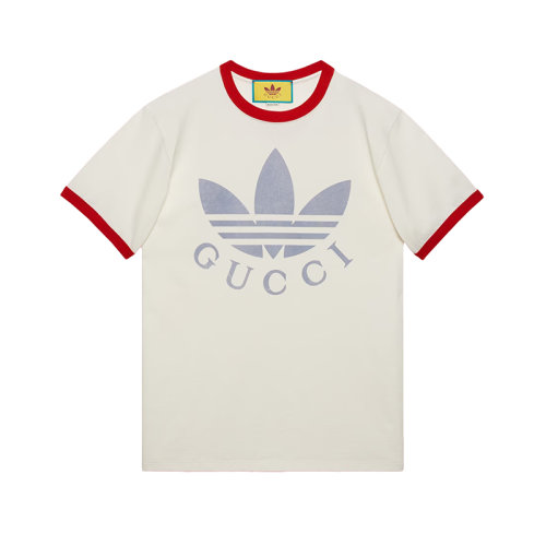 GUCCI/古馳 22年秋冬新款 adidas聯名系列 女士白色純棉Logo印花短袖T恤702612XJEB19095