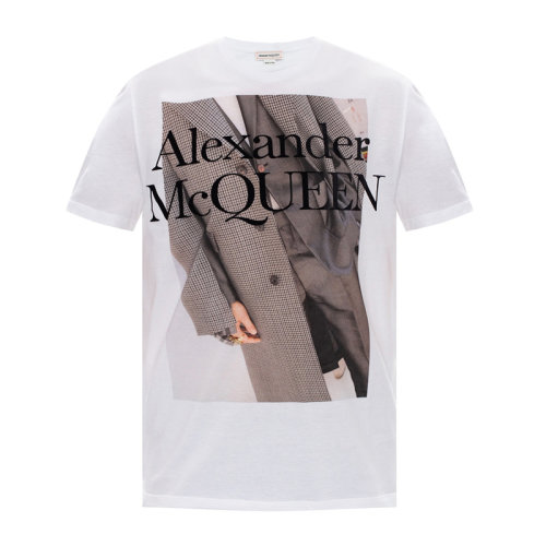 Alexander McQueen/亞歷山大麥昆 男裝 服裝 棉質logo印花圓領 男士短袖T恤