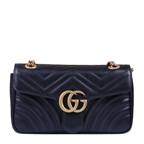GUCCI/古馳 GG Marmont系列 女士牛皮雙G單肩斜挎包