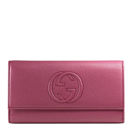 GUCCI/古馳 女士粉色皮革雙G長款印花手拿包錢包女包 291102-A7M0G-5535