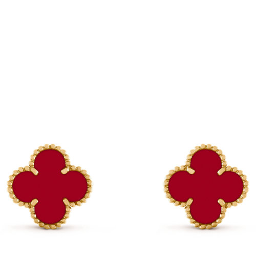 Van Cleef & Arpels/梵克雅寶 經典款Alhambra復古紅玉髓四葉草耳環(huán) VCARD40400
