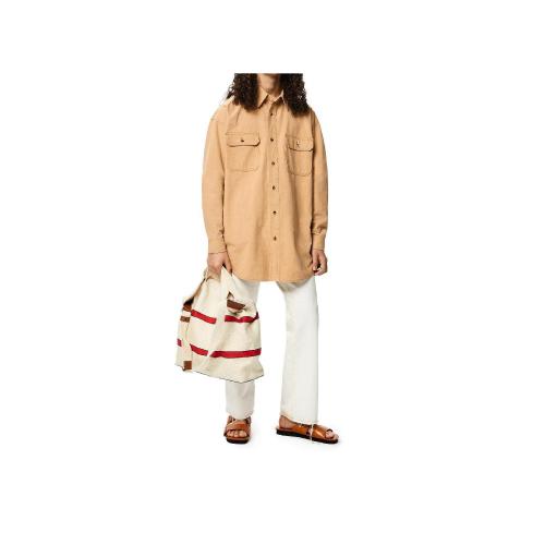  LOEWE羅意威 22年秋冬 男士 長袖襯衫 Relaxed chest pocket shirt in cotton and linen H616Y