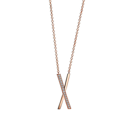 Tiffany & Co./蒂芙尼  Atlas系列 大號18k金玫瑰金10顆鉆石X標志羅馬數字吊墜69033857