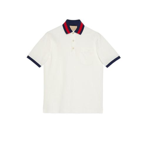  GUCCI古馳 22年秋冬 男士 織帶衣領珠地棉Polo衫 701735 XJELJ 9750
