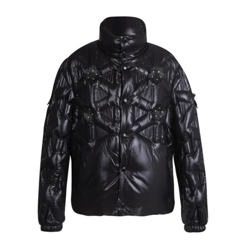 Moncler/蒙克萊女裝 服飾 黑色尼龍時尚花朵保暖 女士夾克外套