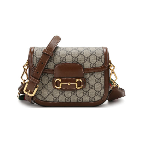 GUCCI/古馳 男女中性馬銜扣1955系列帆布/配皮單肩斜挎包迷你款 658574 HUHHG