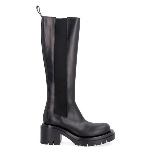 Bottega Veneta/葆蝶家 女士黑色皮革中筒靴 667146 VBS50 1000