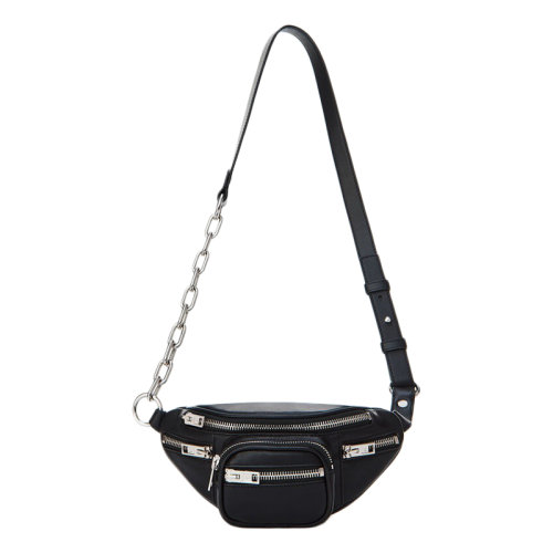 ALEXANDER WANG/亞歷山大·王  經典款attica 女士黑色羊羔皮配有標志性機車鏈條迷你腰包 2038X0574L