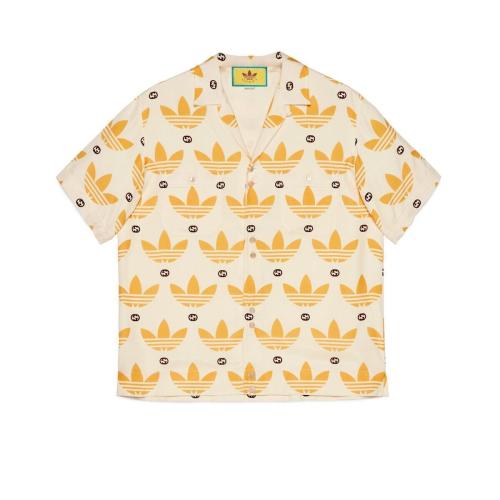  GUCCI古馳 22年秋冬 男士 adidas x Gucci聯名系列Trefoil印花保齡球衫 691523 ZAIXZ 9285