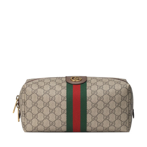 GUCCI/古馳 古琦 男女同款 雙G經典織帶 女士時尚烏木色帆布拉鏈手拿包 572767 9IK3T 8745烏木色