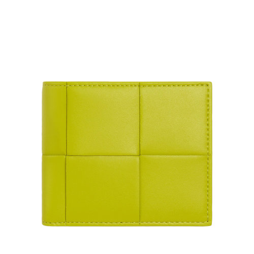 Bottega Veneta/葆蝶家 22春夏新款 男士獼猴桃色Intreccio編織牛皮革硬幣袋雙折錢包649605VBWD23560