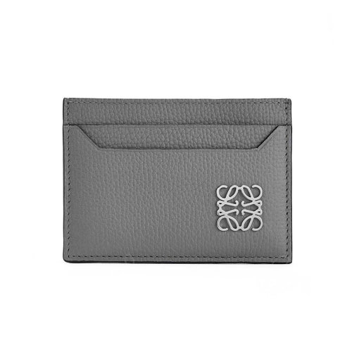 LOEWE/羅意威 22新款 女士瀝青灰鵝卵石紋牛皮革徽標扣扁平卡片包C821075X01-1640