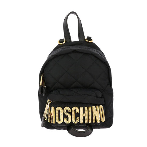 MOSCHINO/莫斯奇諾 女包 品牌字母LOGO  女士黑色尼龍拉鏈時尚百搭小號雙肩包 2B760982012555