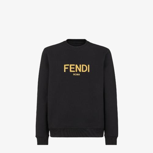  FENDI芬迪 22年秋冬 男士 長袖T恤 黑色棉質運動衫 FY0178AE05F0QA1