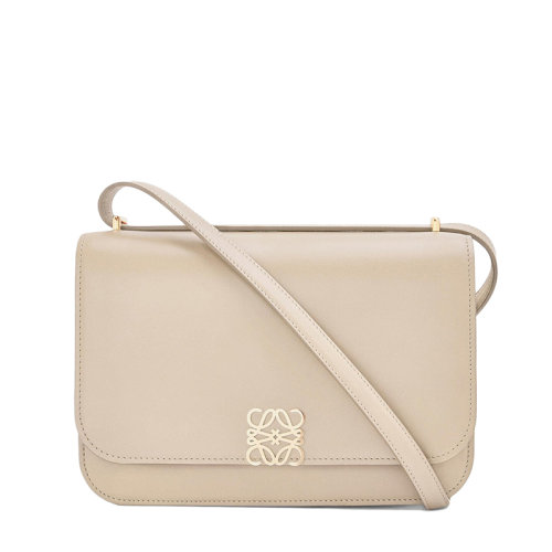 LOEWE/羅意威 22春夏新款Goya系列 女士幽靈白色小牛皮金色徽標裝飾翻蓋斜挎單肩包0010640563