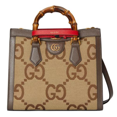  GUCCI古馳 22年秋冬 女士 Gucci Diana飾超級雙G圖案竹節小號托特包 660195 UKMFT 2672