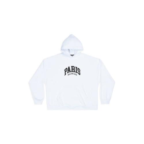  BALENCIAGA巴黎世家 22年秋冬 男士 衛衣 Mens Cities Paris Hoodie Wide Fit in White 674986