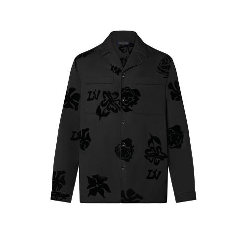  LV路易威登 22年秋冬 男士 長袖襯衫 Chemise de pyjama a fleurs floquees 1A9IS5 1A9IS4 1A9