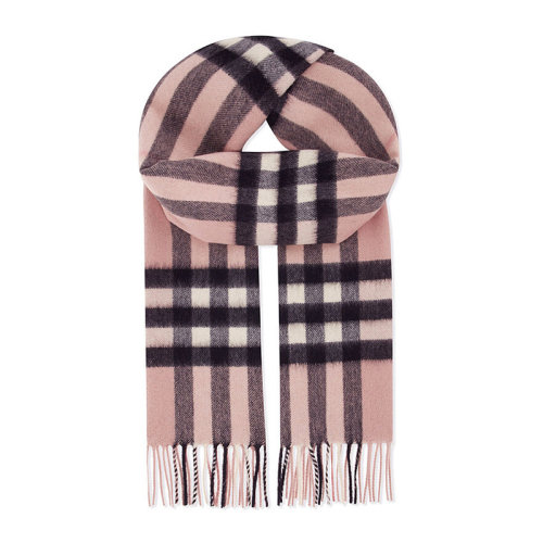BURBERRY/博柏利 【20春夏新款】女士玫瑰色羊絨經典格紋流蘇圍巾圍脖 3994133