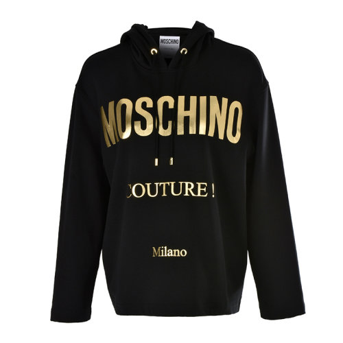 Moschino/莫斯奇諾  女裝 服裝 棉質LOGO標識時尚休閑運動抽繩連帽 女士衛衣