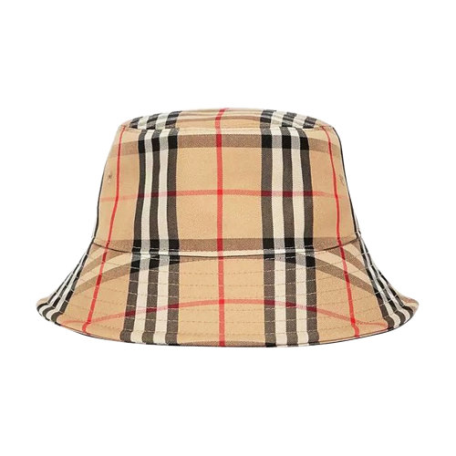 棉質卡其格紋女士漁夫帽 BURBERRY/博柏利 巴寶莉 burberry帽子 女帽A-8026927