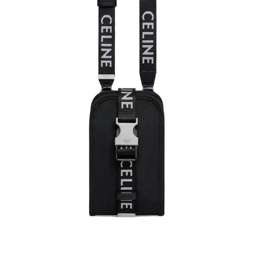 CELINE/賽琳 22春夏新款 男士黑色錦綸徒步單肩斜挎TUC搭扣開合手機包10J212DVN.38SI