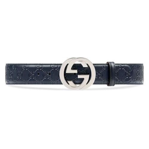  GUCCI古馳 22年秋冬 男士 Gucci Signature 皮革腰帶 411924 CWC1N 4009