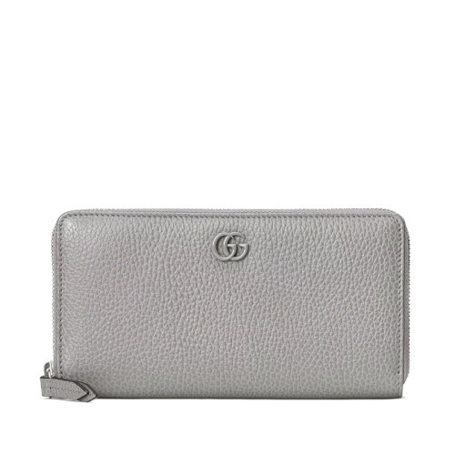 GUCCI/古馳 20  GG Marmont系列 女士灰色皮革雙G拉鏈錢包45611717WEN1711