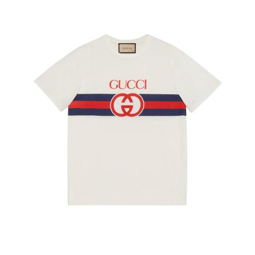  GUCCI古馳 22年秋冬 男士 互扣式雙G棉質T恤 548334 XJET1 9095