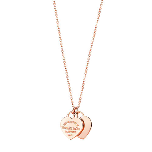 Tiffany & Co./蒂芙尼 22春夏新款Return to Tiffany系列 迷你18K金玫瑰金雙心形吊墜項鏈34790884