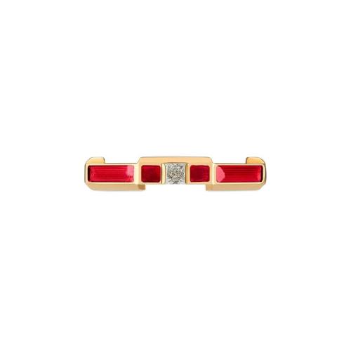  GUCCI古馳 22年秋冬 女士 Gucci Link to Love系列琺瑯鉆石戒指 702423 J8642 8071
