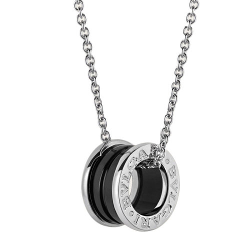 BVLGARI/寶格麗  女士銀配黑色彈簧掛墜項鏈 CL856977SILVER HKY0034C